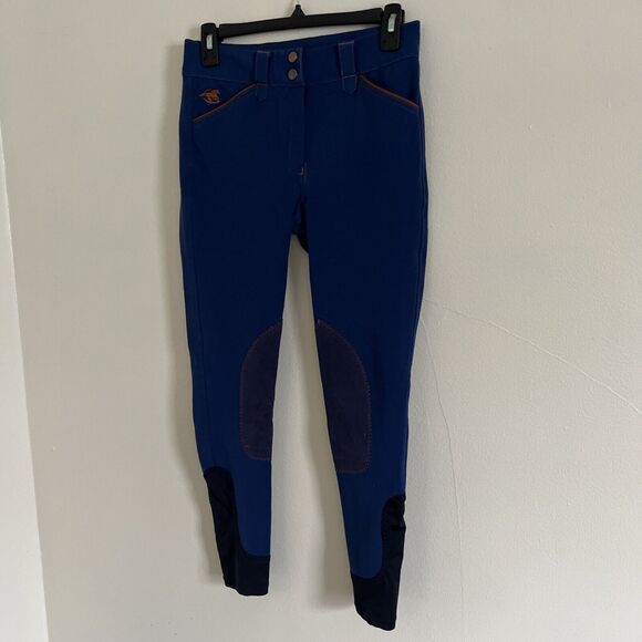 Piper By Smartpak Wellesley Piped Knee-Patch Breech, Navy/Orange- Size 14 - Picture 3 of 9